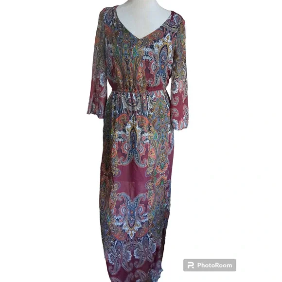 Small Signature Collection paisley boho chic ankle women's dress #4 - Picture 1 of 6